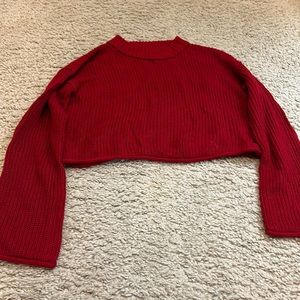 XS red cropped sweater